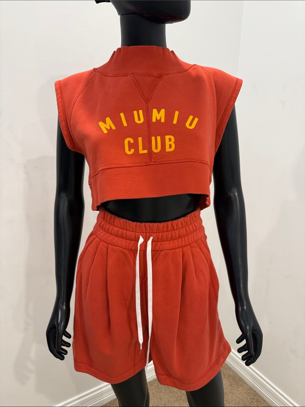 Miu Miu Club Logo Cropped Top & Shorts Set Red | Size IT 40 | Rare Worn Once